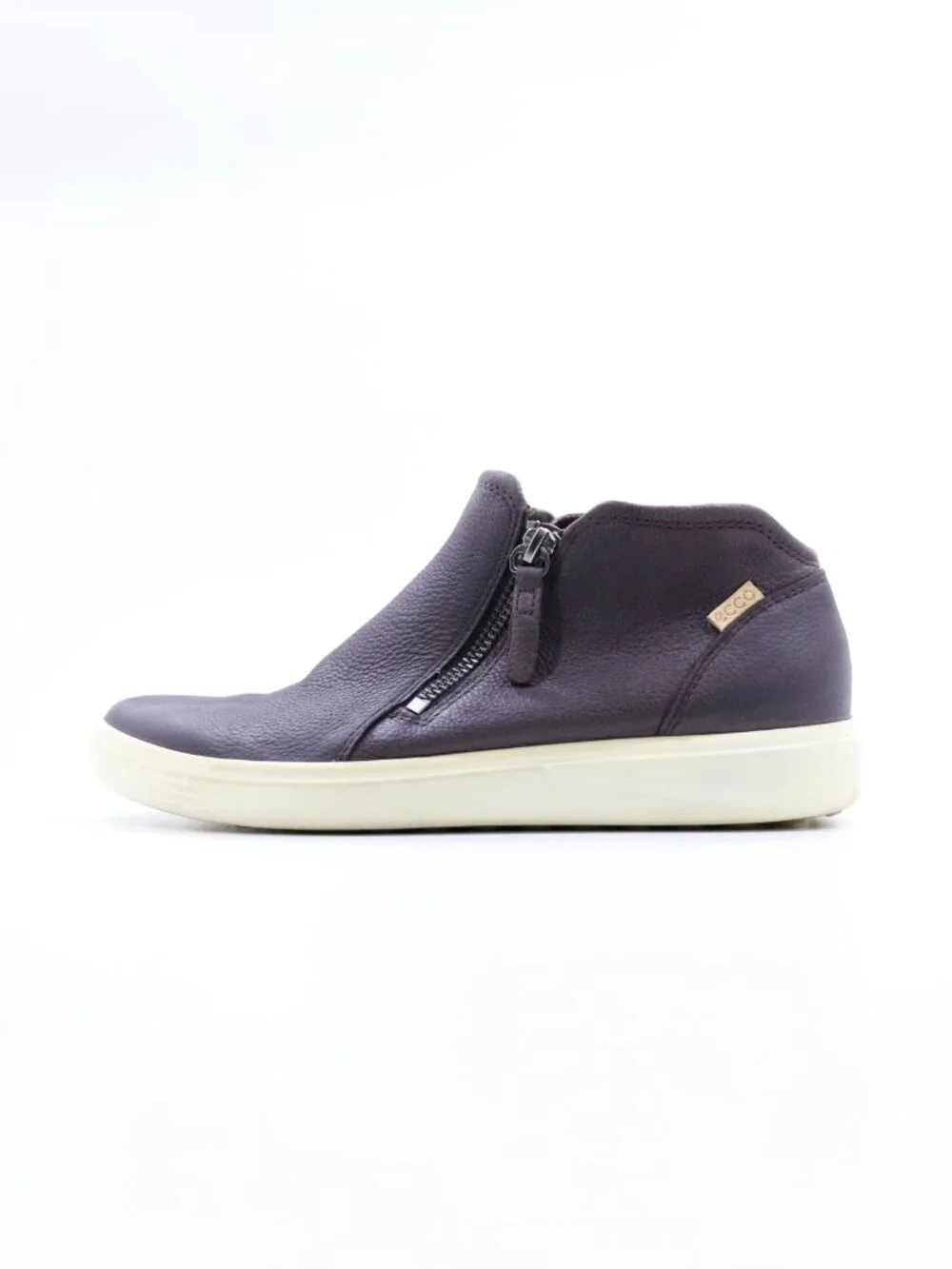 Ecco Soft 7 Brown Leather Zip Flat Ankle Boots - Women's 8/EU 39